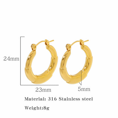 Retro French Metal Mirror Geometric Ring Ear Clip Female Special-interest Earrings-Jewearrings