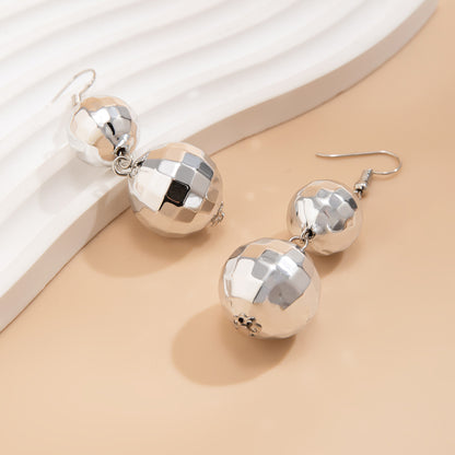 Disco Ball Lamp Round Beads Eardrops Stud Earrings Female Fashion-Jewearrings