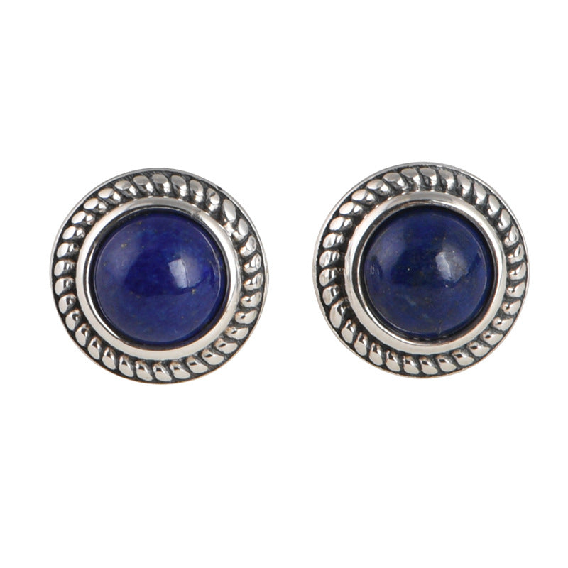 Women's Silver Stud Earrings With Lapis Lazuli-Jewearrings