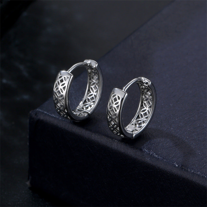 European And American Stainless Steel Earrings High-grade Hollow Pattern Ear Clip-Jewearrings