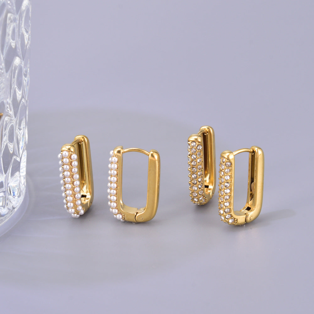 Women's Personalized Fashion Gold-plated Square Inlaid Zircon Earrings-Jewearrings