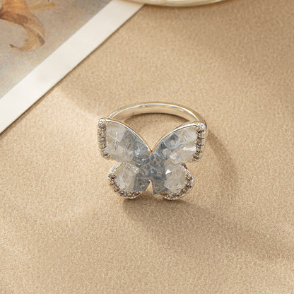 Fashion jewelry Blue Crystal Butterfly Necklace Female Gradient Crystal-Jewearrings