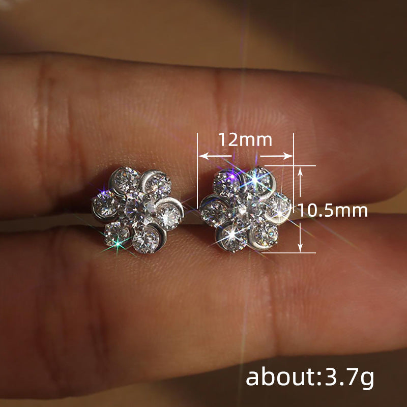 Super Zircon Stud Earrings Flower Design-Jewearrings