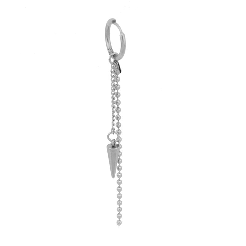 Stainless Steel Awl Bead Necklace Tassel Dangle Earrings-Jewearrings