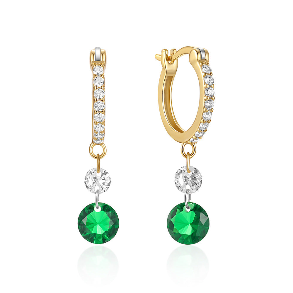 Women's Fashion Casual Zircon Emerald Earrings-Jewearrings