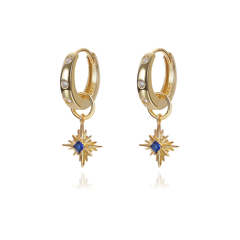 Women's Fashion Vintage Sterling Silver Sapphire Earrings-Jewearrings