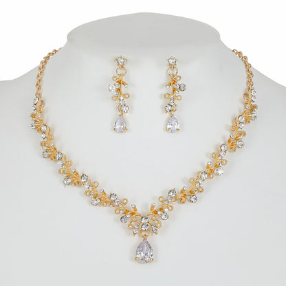 Necklace And Earrings Suite Female Clip Zircon Accessories-Jewearrings