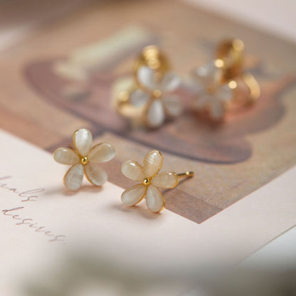 Small Opal Flower Stud Earrings Fashion Simple-Jewearrings