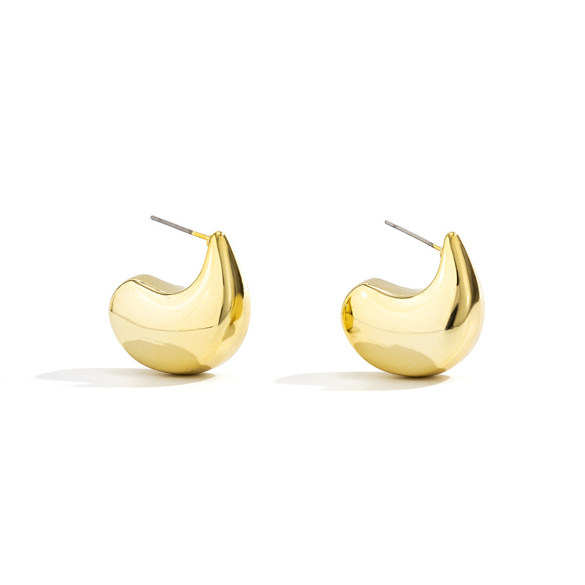 Fashion Simple Glossy Water Drop Comma Stud Earrings-Jewearrings