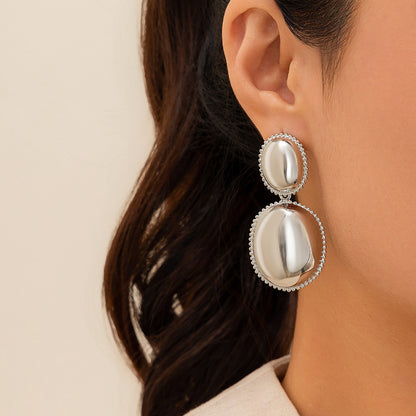 Design Glossy Water Drop Bean-shaped Stud Earrings Female-Jewearrings