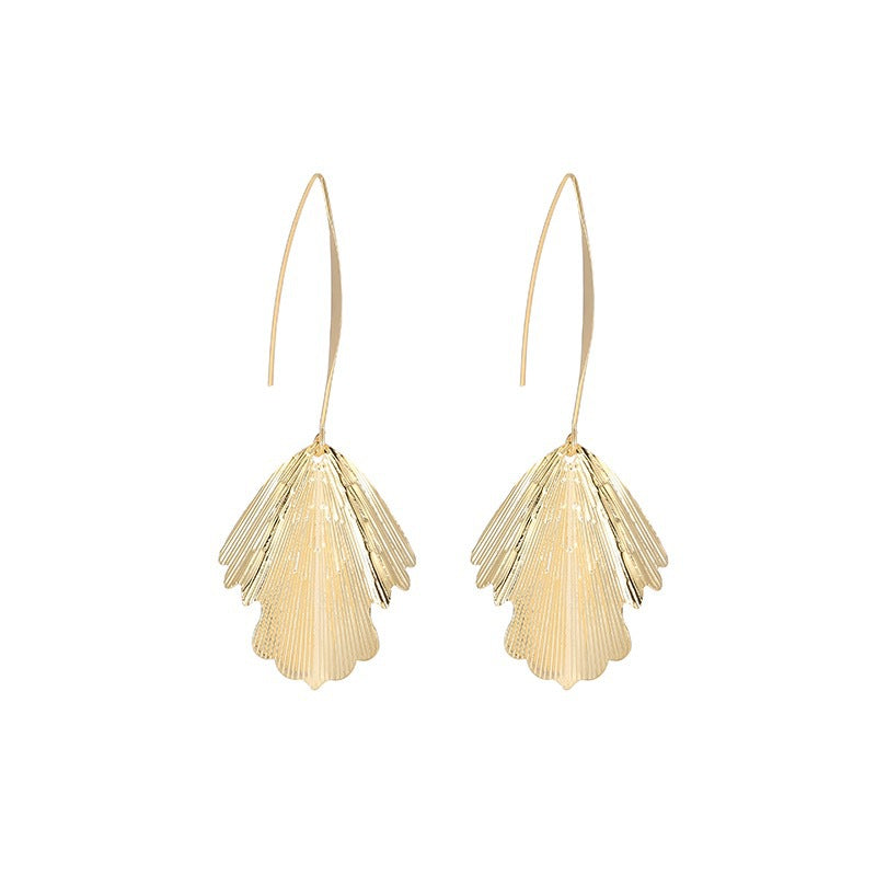 Sterling Silver Needle Ginkgo Leaf Women's Simple Tassel Earrings-Jewearrings