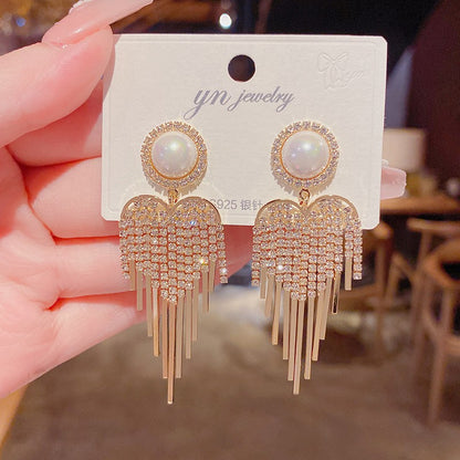 925 Silver Pin Earrings Classic Long Geometric Tassel-Jewearrings