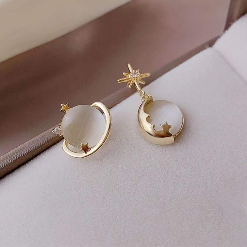 Asymmetric Opal Planet Earrings Women-Jewearrings