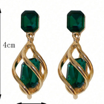 Retro Creative Fashion Emerald Women's Stud Earrings-Jewearrings