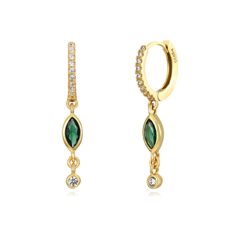 Women's Sterling Silver Needle Zircon Earrings-Jewearrings