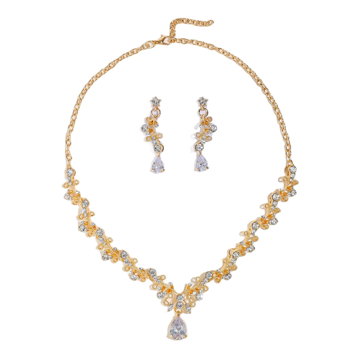 Necklace And Earrings Suite Female Clip Zircon Accessories-Jewearrings