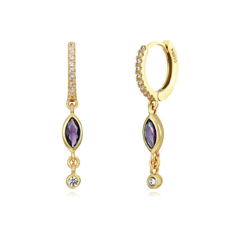 Women's Sterling Silver Needle Zircon Earrings-Jewearrings