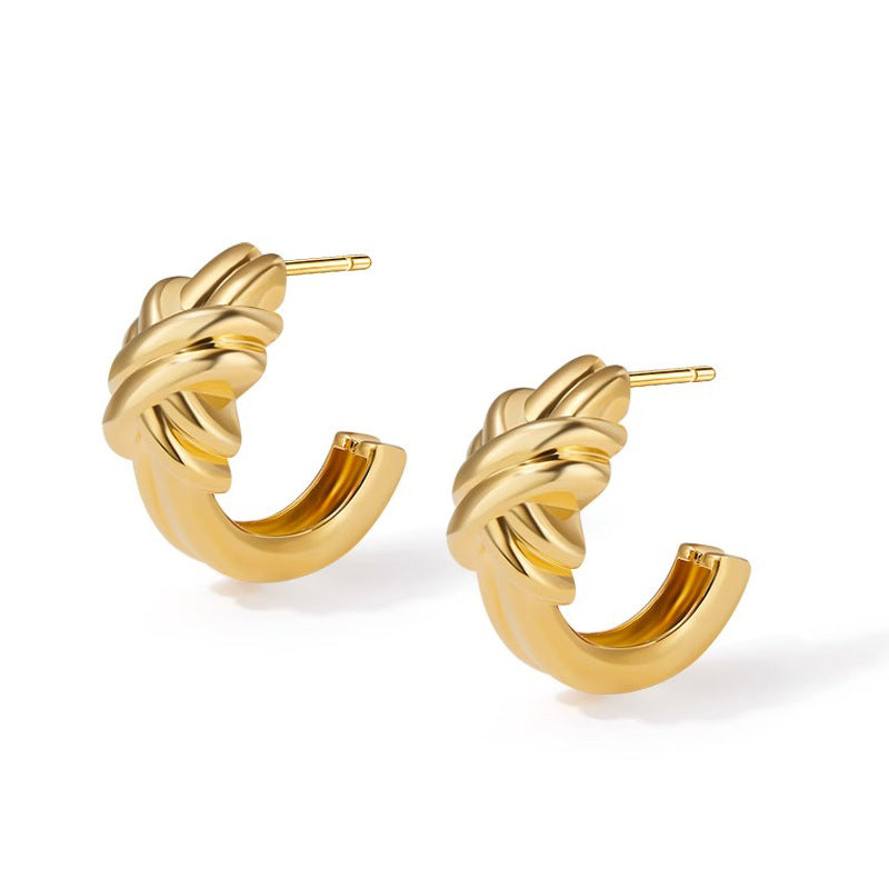 Winding C- Shaped Stud Earrings Luxury Advanced Design French Style All-match-Jewearrings