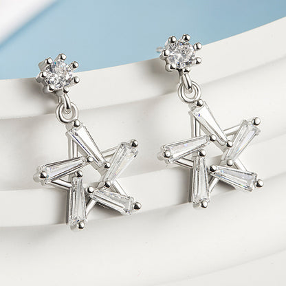 Women's Versatile Elegant Zircon Pentagram Stud Earrings-Jewearrings