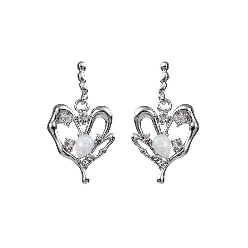 Special-interest Design Lava Love Heart Stud Earrings-Jewearrings