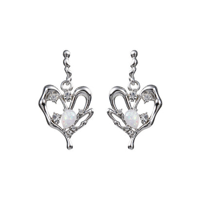 Special-interest Design Lava Love Heart Stud Earrings-Jewearrings