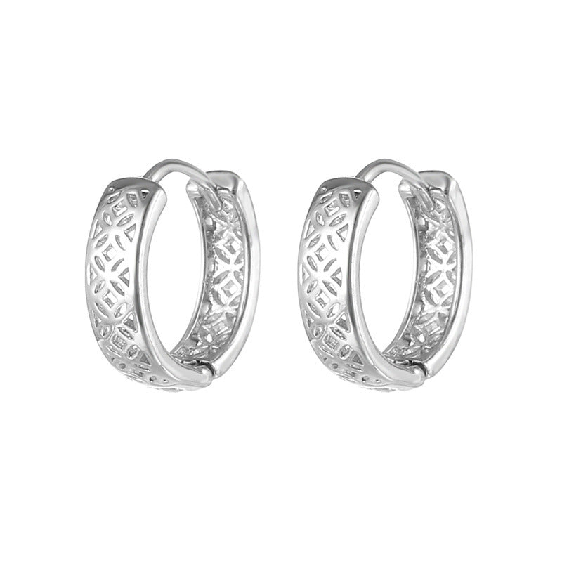 European And American Stainless Steel Earrings High-grade Hollow Pattern Ear Clip-Jewearrings