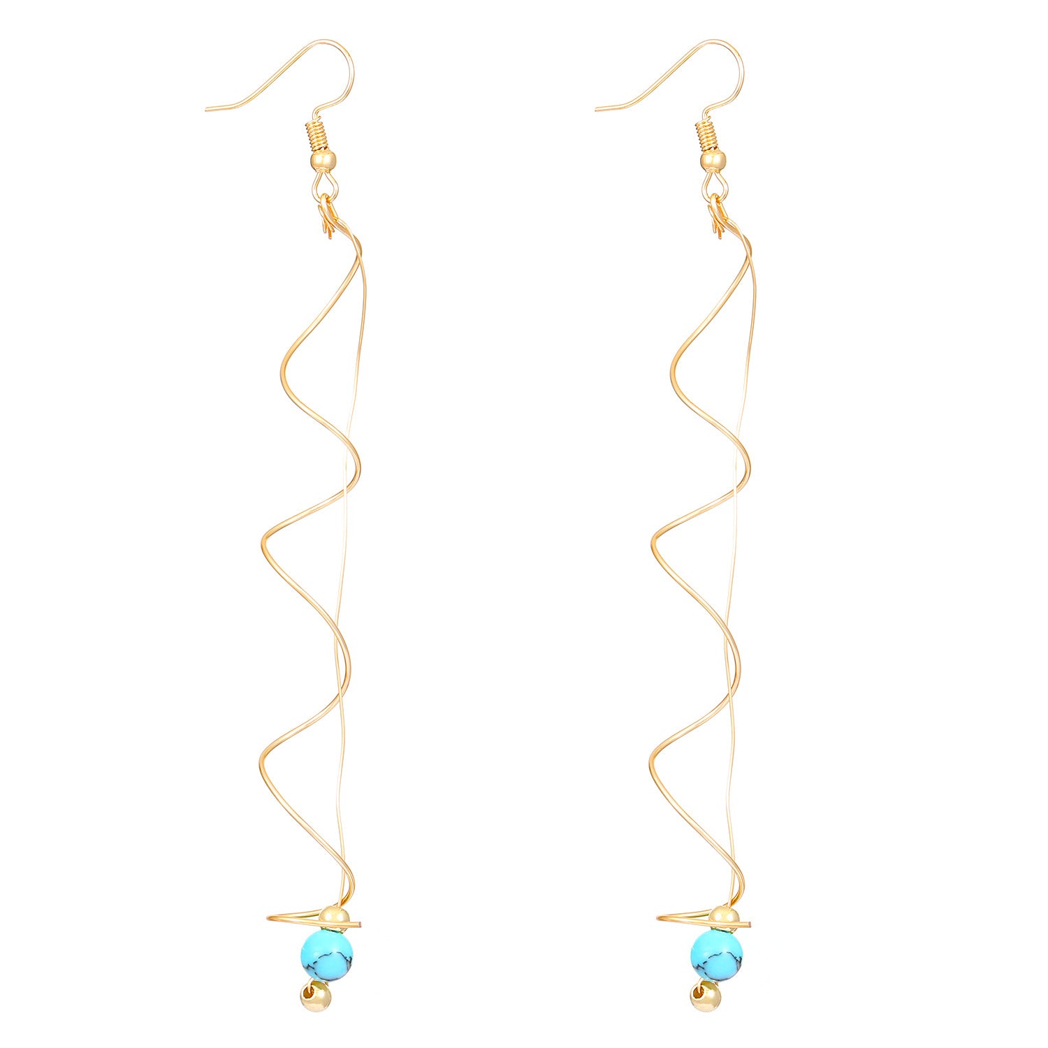 Big Wave Turquoise Dangle Earrings Female Spiral Laid-Jewearrings