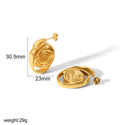 Exaggerated Design Spiral Stud Earrings Women's Stainless Steel-Jewearrings