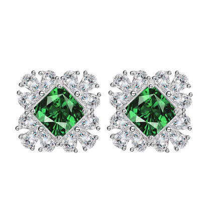 Emerald Stud Earrings Female Temperament Advanced-Jewearrings