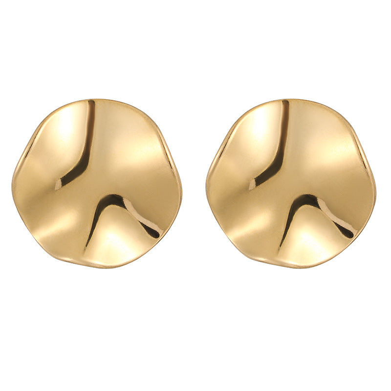 Large Round Glossy Stud Earrings Stainless Steel-Jewearrings