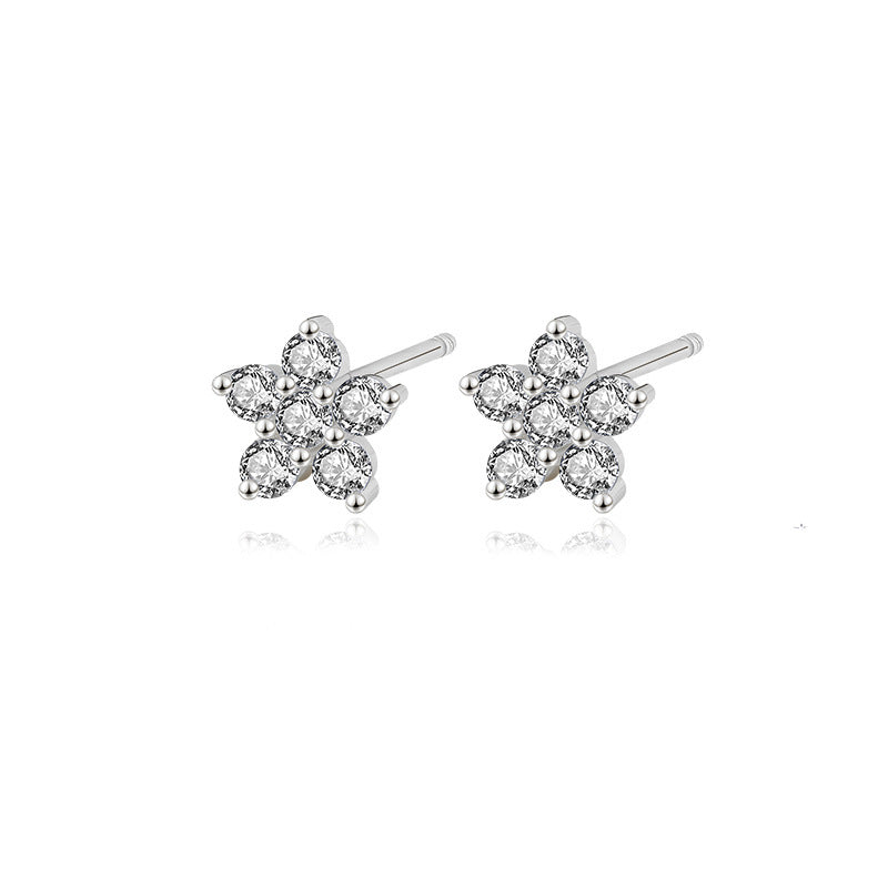 Women's Fashion Sterling Silver Temperamental Flower Earrings-Jewearrings