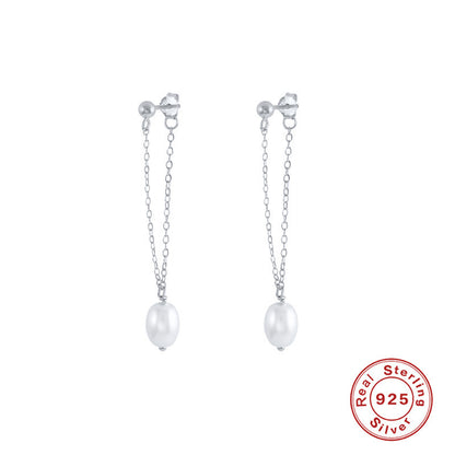 Sterling Silver Pearl Grace High-grade Thin Earrings-Jewearrings