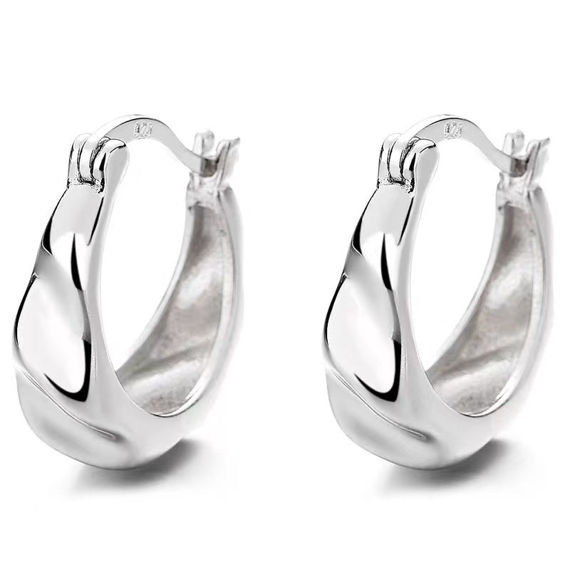 Women's Sterling Silver Mobius Strip Stud Earrings-Jewearrings