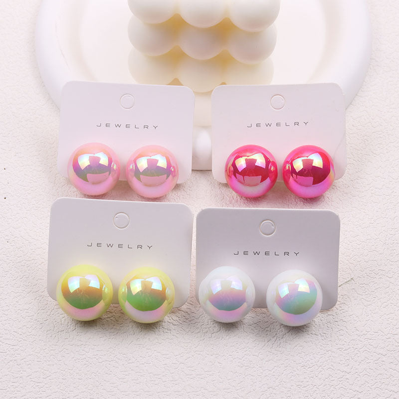 Summer Fashion Magic Color Bean-shaped Stud Earrings-Jewearrings