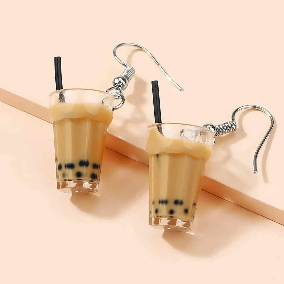 Ins Style Cute Fashion Pearl Milk Tea Beverage Coffee Stud Earrings-Jewearrings