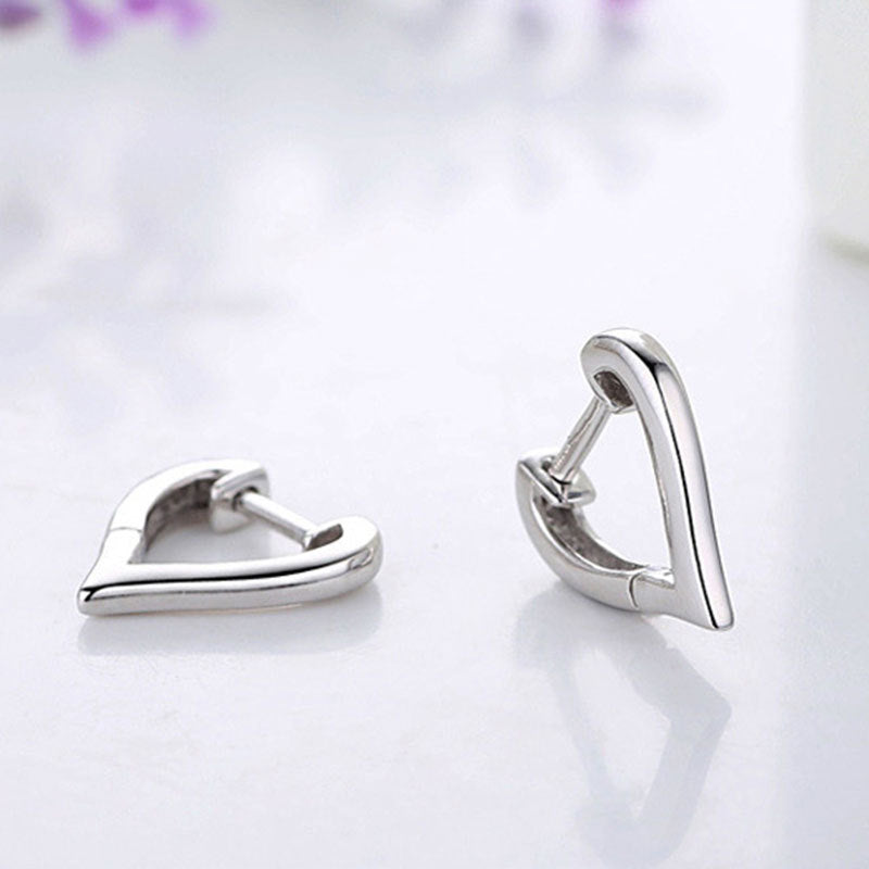 Graceful And Fashionable V-shaped Heart-shaped Silver-plated Earrings-Jewearrings