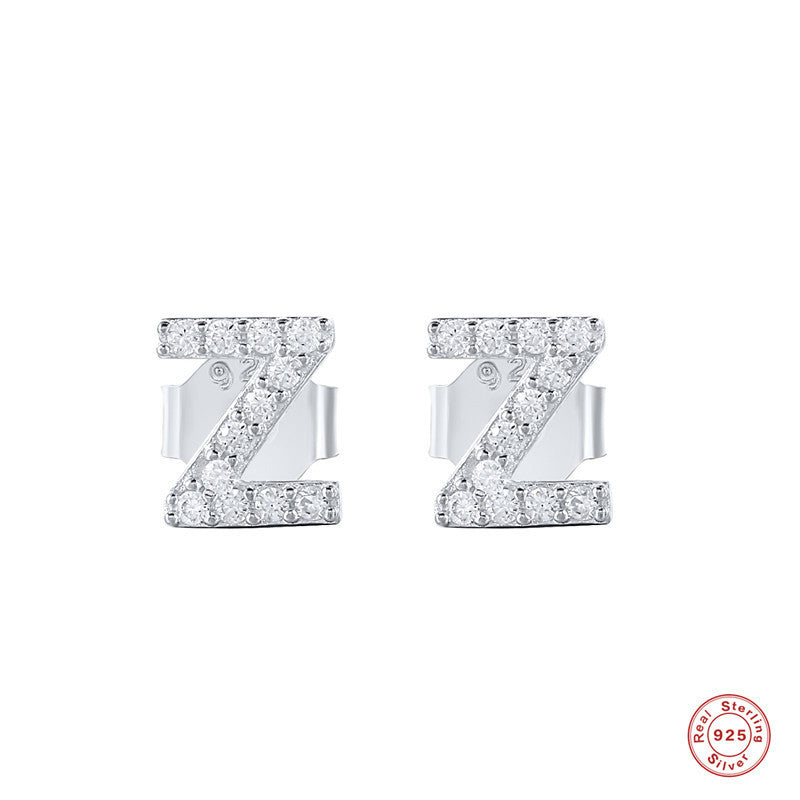 26 Letters S92 Sterling Silver Mini Delicate Earrings-Jewearrings