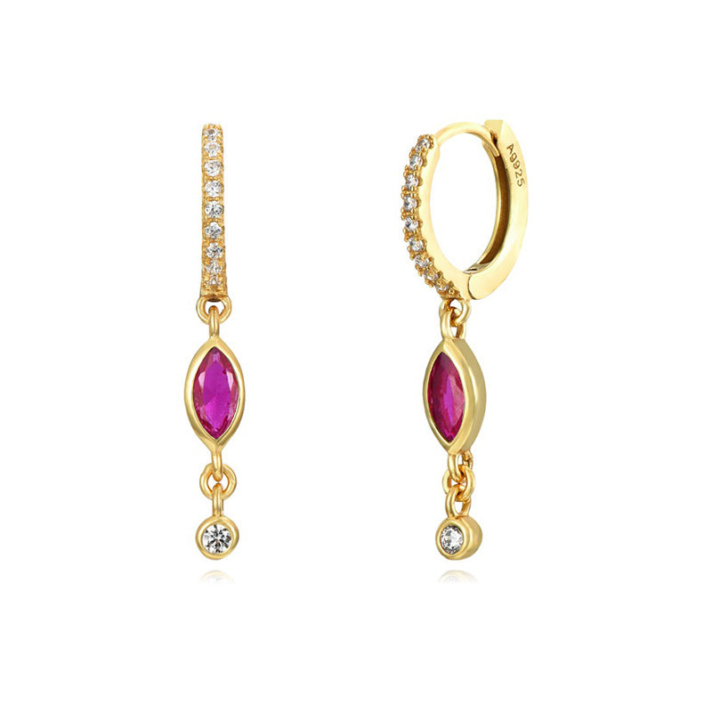 Women's Sterling Silver Needle Zircon Earrings-Jewearrings