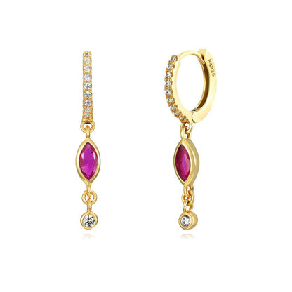 Women's Sterling Silver Needle Zircon Earrings-Jewearrings