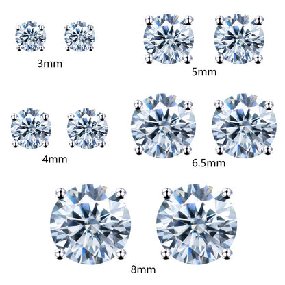 925 Silver Moissanite Stud Earrings Classic Four-claw D Color Single Stone Earrings-Jewearrings