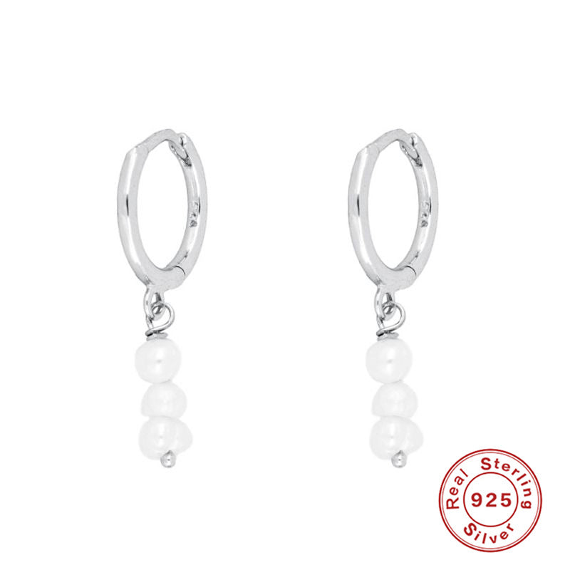 Sterling Silver Pearl Grace High-grade Thin Earrings-Jewearrings