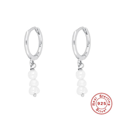 Sterling Silver Pearl Grace High-grade Thin Earrings-Jewearrings