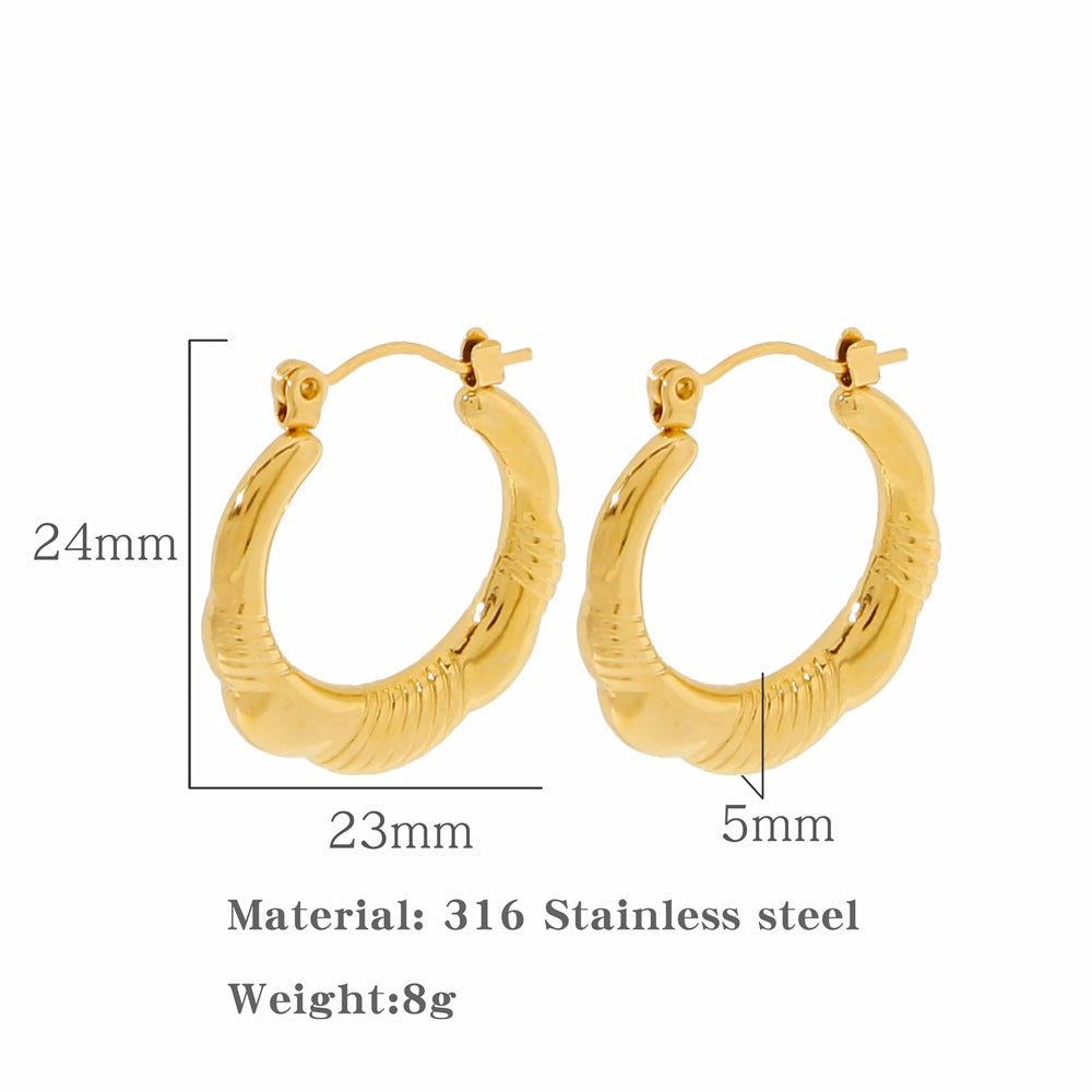 Retro French Metal Mirror Geometric Ring Ear Clip Female Special-interest Earrings-Jewearrings