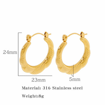 Retro French Metal Mirror Geometric Ring Ear Clip Female Special-interest Earrings-Jewearrings