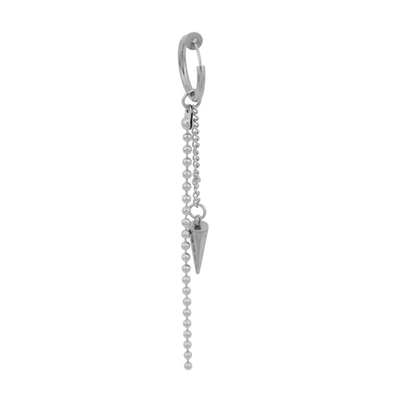 Stainless Steel Awl Bead Necklace Tassel Dangle Earrings-Jewearrings