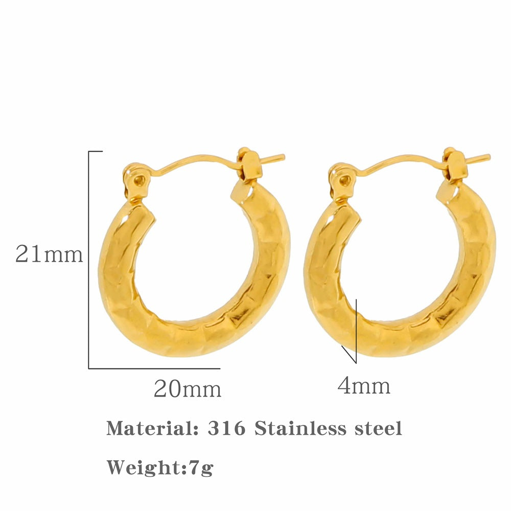 Retro French Metal Mirror Geometric Ring Ear Clip Female Special-interest Earrings-Jewearrings