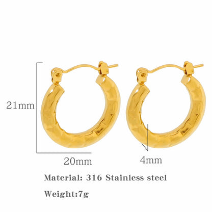 Retro French Metal Mirror Geometric Ring Ear Clip Female Special-interest Earrings-Jewearrings