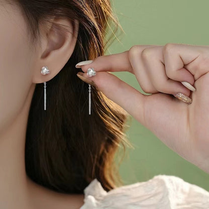 Women's Sterling Silver Ruyi Knot Stud Earrings-Jewearrings