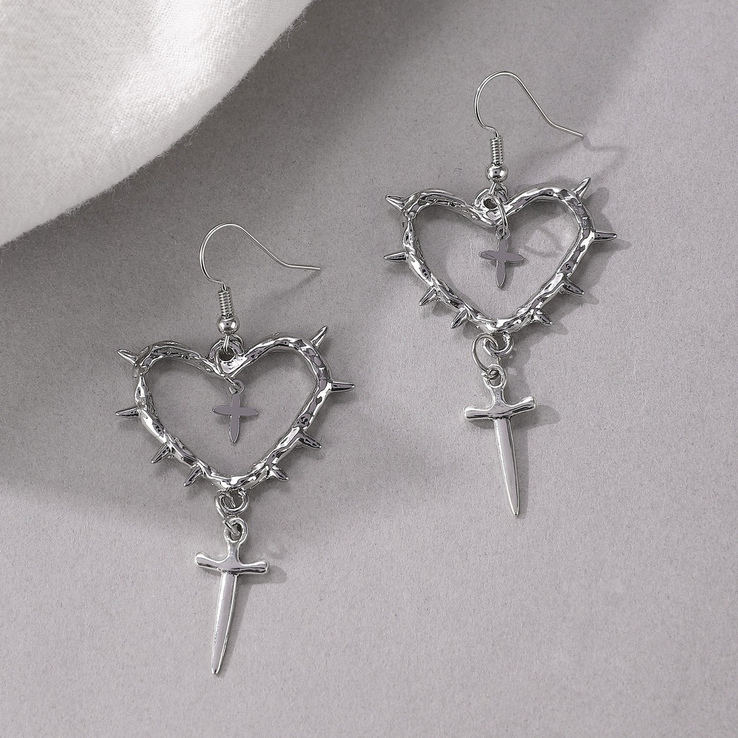 Fashion Handmade Thorn Cross Earrings For Women-Jewearrings