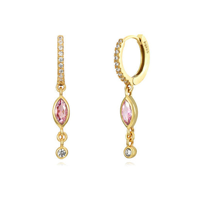 Women's Sterling Silver Needle Zircon Earrings-Jewearrings